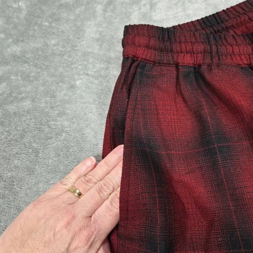 Stussy Pants Mens Small Red Black Shadow Bryan Plaid Wool Blend Skater Surf - Picture 3 of 12